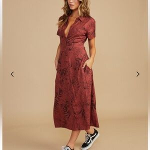 RVCA Caper Midi Dress | Red | Size XS